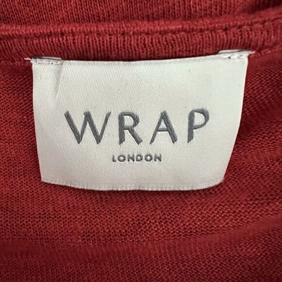 Wrap London Women's Blouse Size 4 S Red 100% Linen Scoop Neck Button - Picture 2 of 7